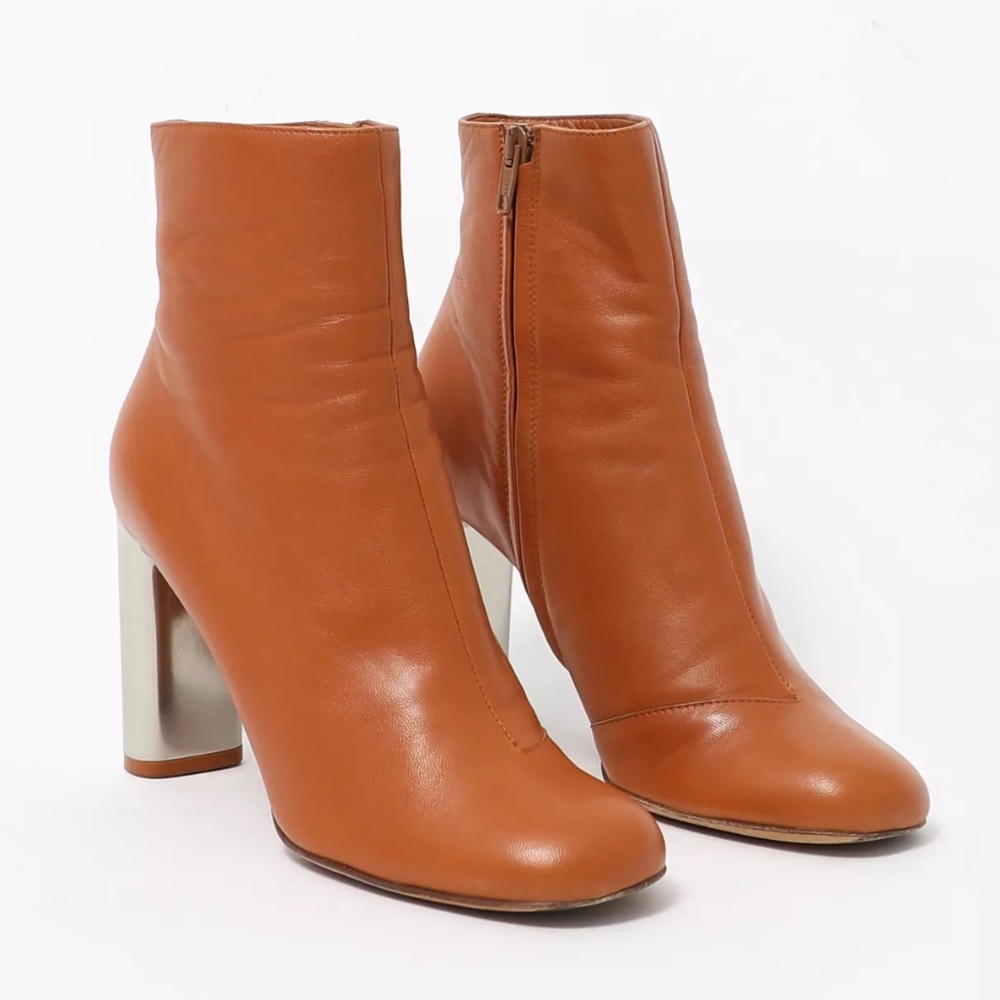 Tan Leather Phoebe Philo Celine Bam Bam Heeled Boots